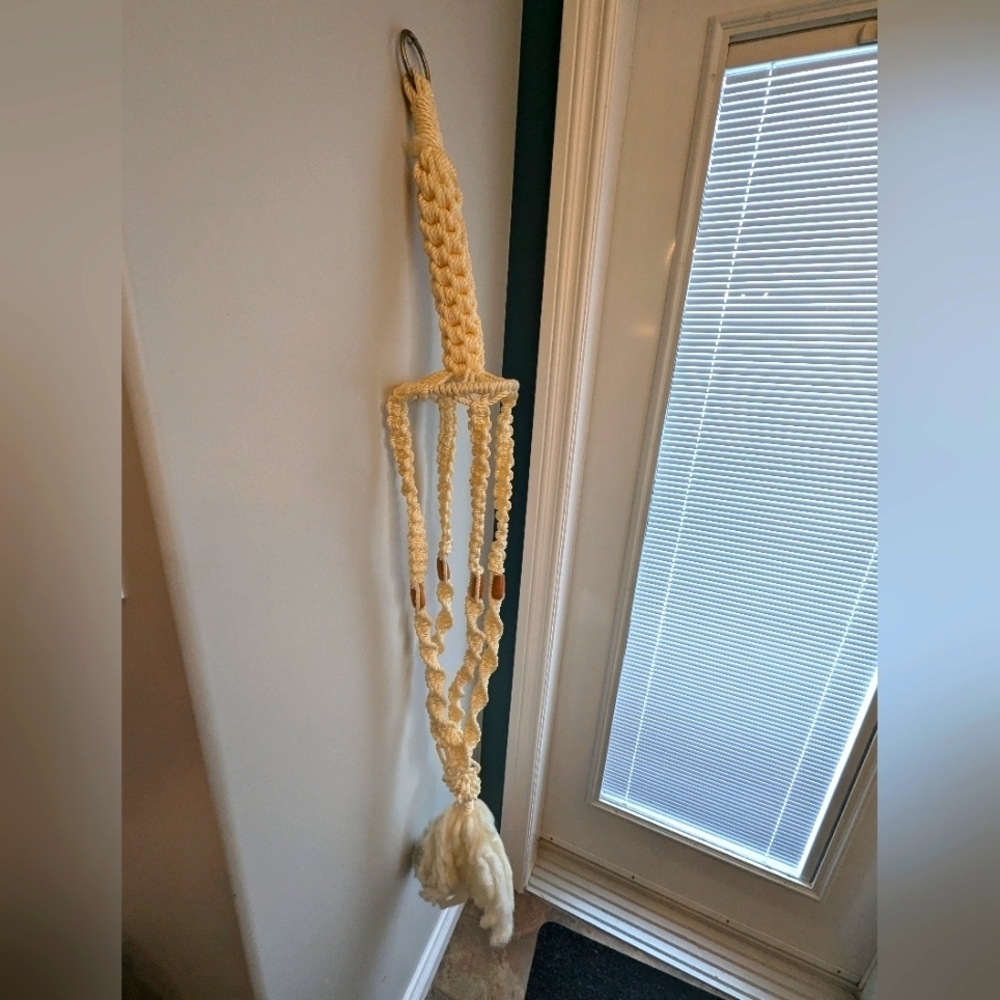 Vintage 1970's macrame plant hanger, Bohemian Home Decor Handmade